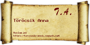 Töröcsik Anna névjegykártya